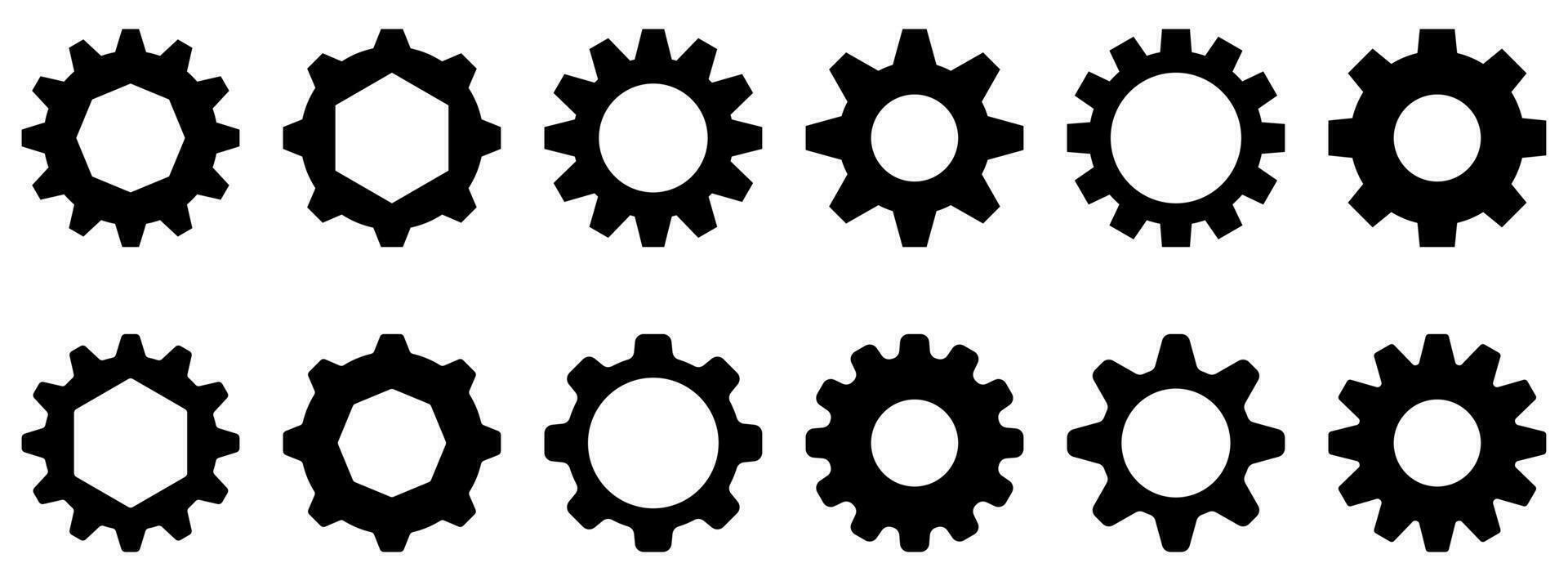 engrenagem configurações ícone coleção, simples vetor isolado em branco fundo. Projeto para aplicativos, rede e ui