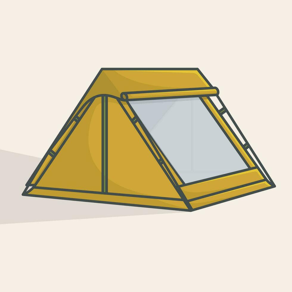 turista barraca para acampamento em viagem isolado em luz fundo vetor