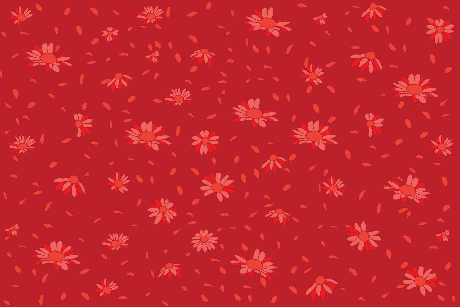 ilustração do a vermelho flor com folclórico pétala em profundo vermelho fundo. vetor