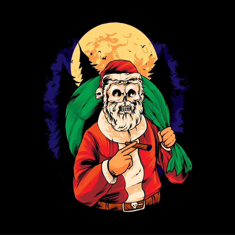 ilustração do crânio do papai noel vetor