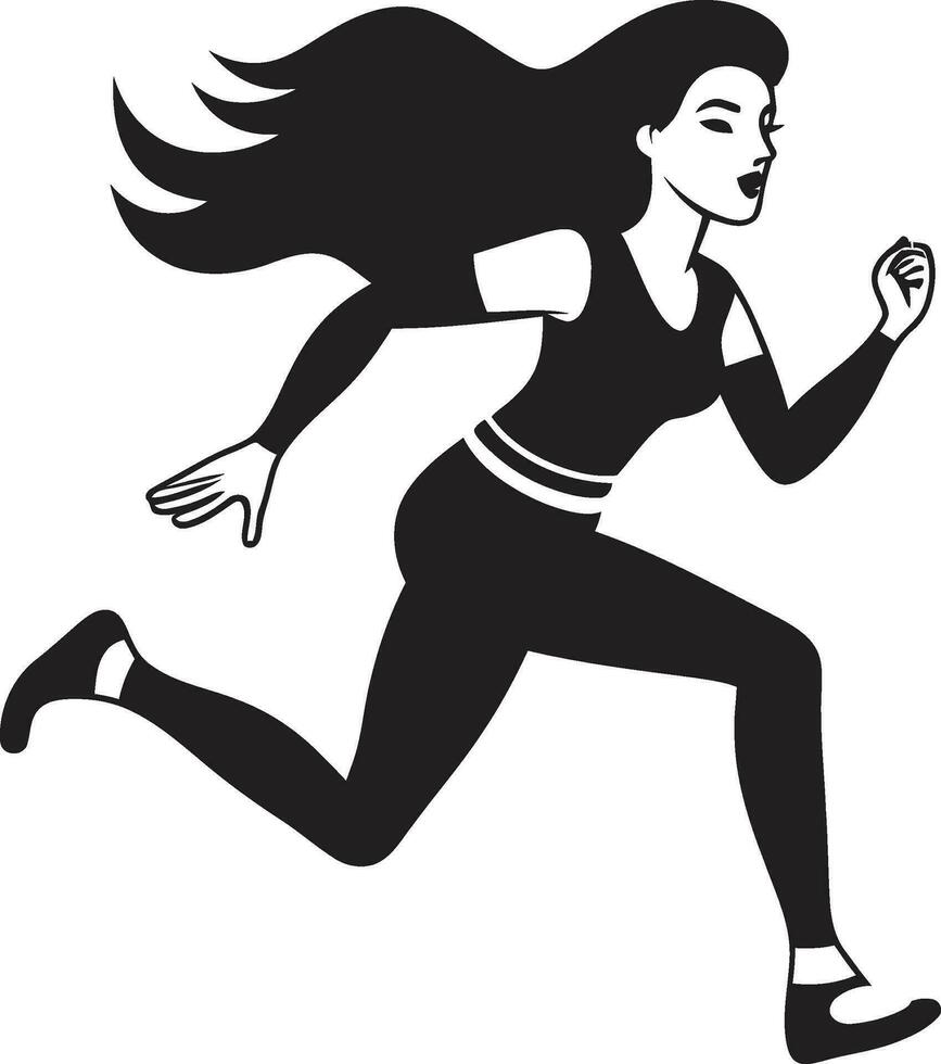 chique arrancada Preto vetor logotipo do corrida mulher à moda graça vetor ícone do uma Preto mulher corrida