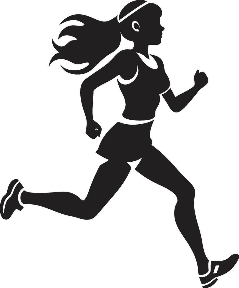 à moda velocista vetor ícone do uma Preto mulher corrida fluido graça Preto vetor logotipo para corrida fêmea