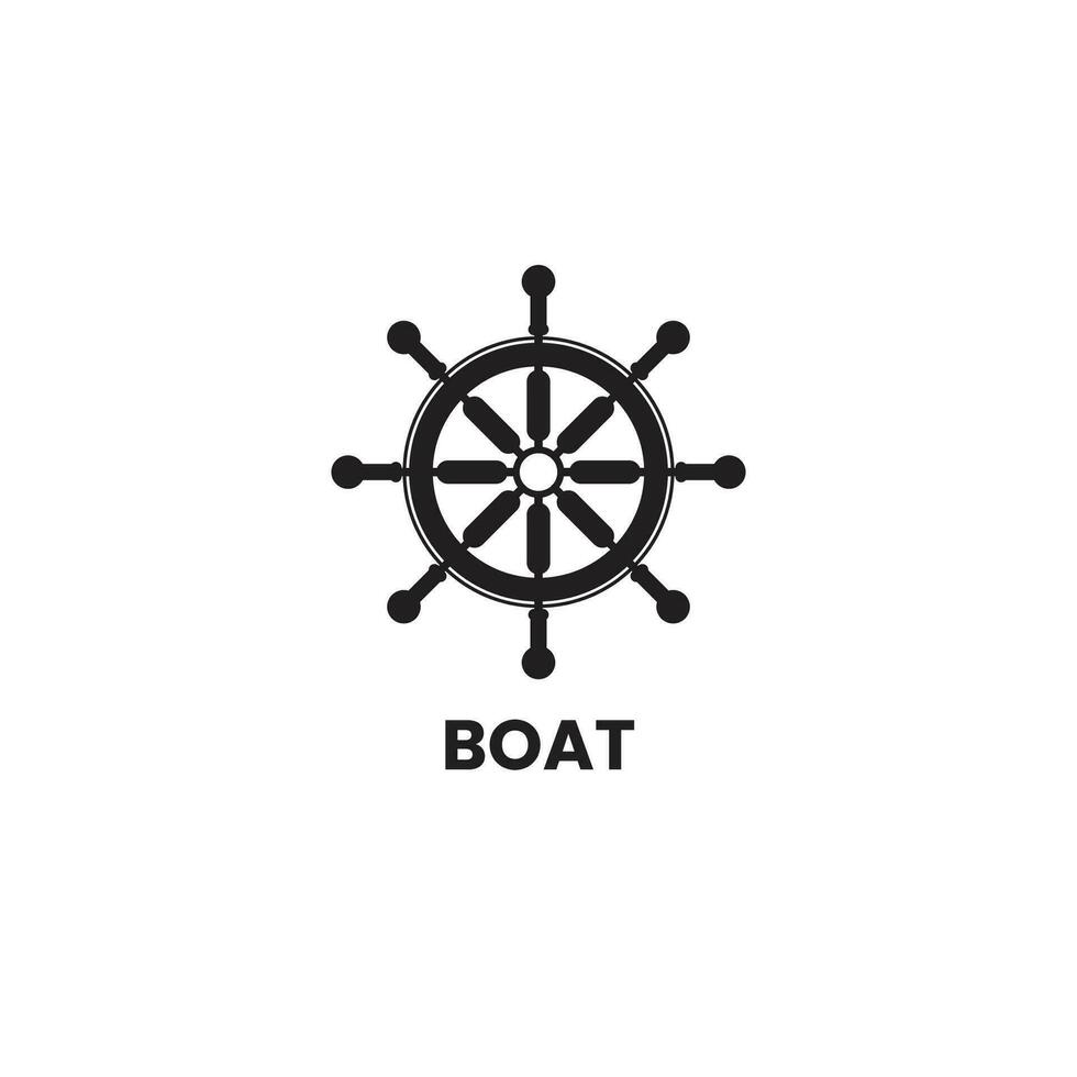 simples vetor barco direção roda logotipo.