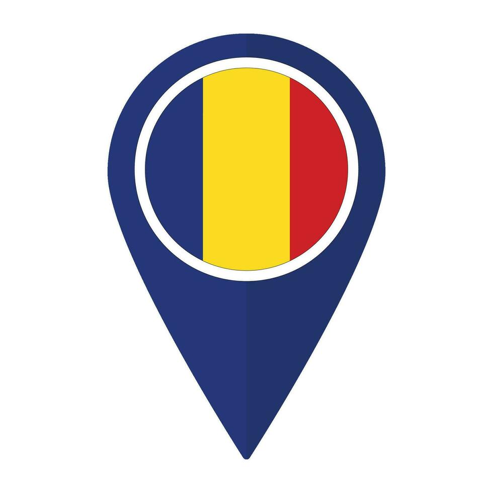 romênia bandeira em mapa identificar ícone isolado. bandeira do romênia vetor