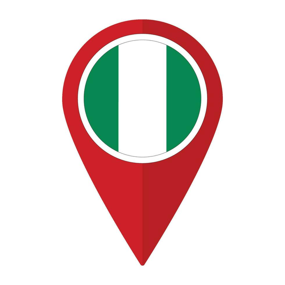 Nigéria bandeira em mapa identificar ícone isolado. bandeira do Nigéria vetor