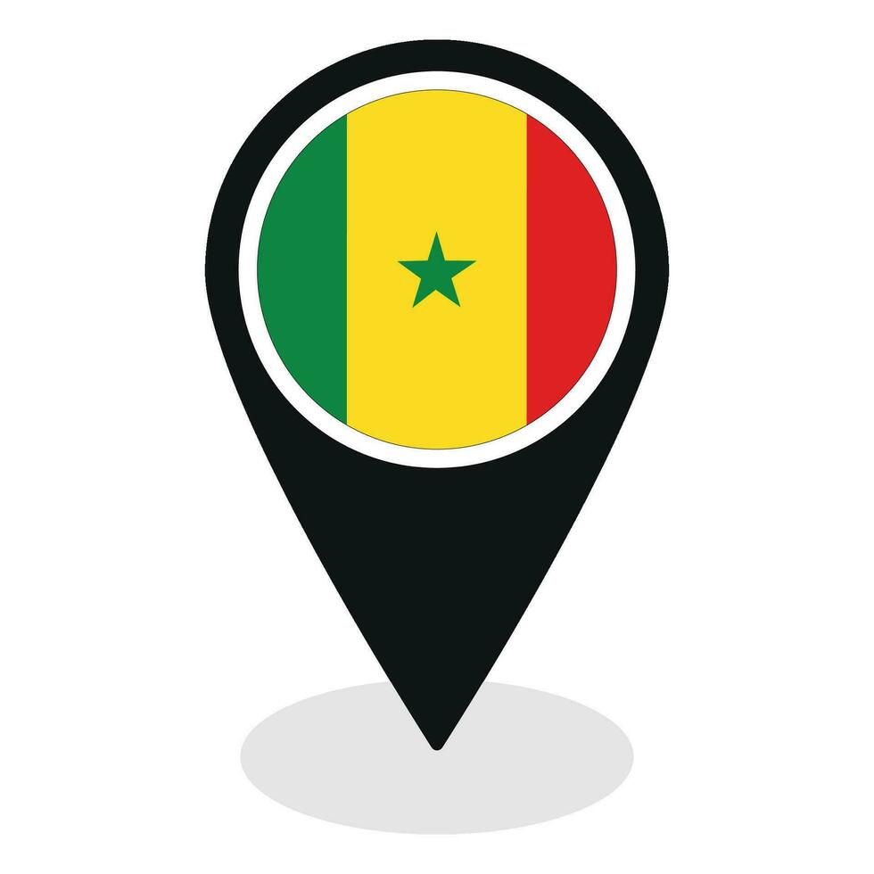 Senegal bandeira em mapa identificar ícone isolado. bandeira do Senegal vetor
