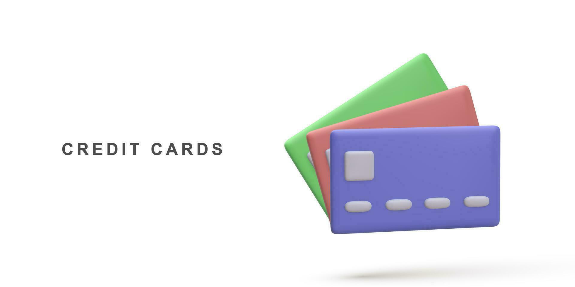 realista conjunto do crédito cartão em branco fundo. vetor ilustração.