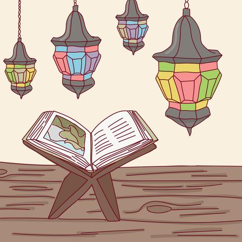 Al Quran e luzes árabes vetor