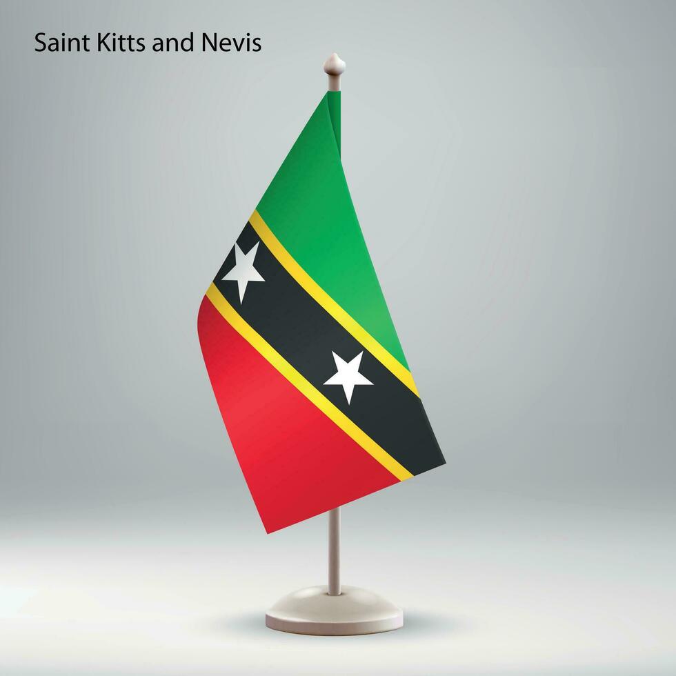 bandeira do santo kitts e nevis suspensão em uma bandeira ficar em pé. vetor