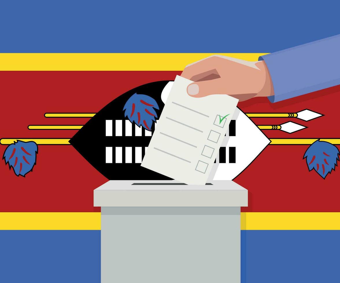 Eswatini eleição conceito. mão coloca voto boletim vetor