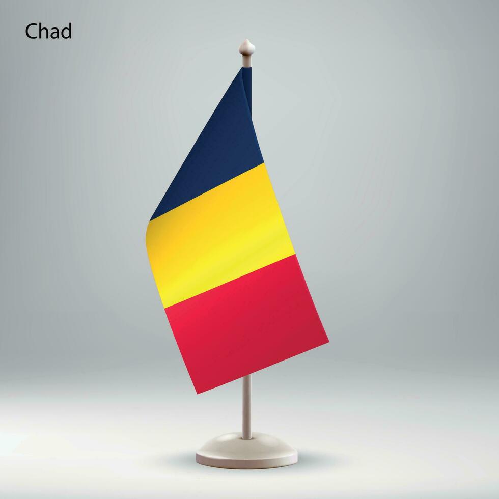 bandeira do Chade suspensão em uma bandeira ficar em pé. vetor