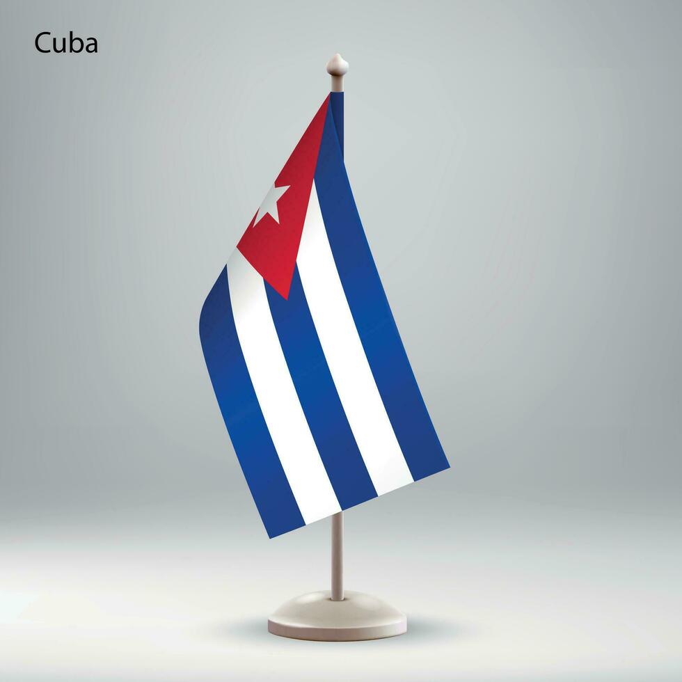 bandeira do Cuba suspensão em uma bandeira ficar em pé. vetor