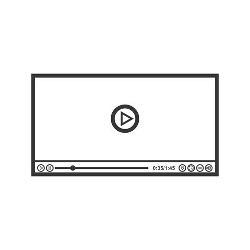 Video Player ícone de linha preta vetor