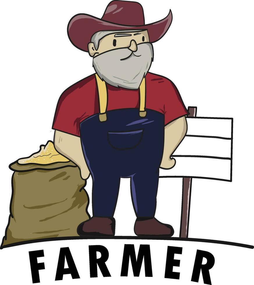 agricultor vetor projeto, com fofa desenho animado personagem estilo
