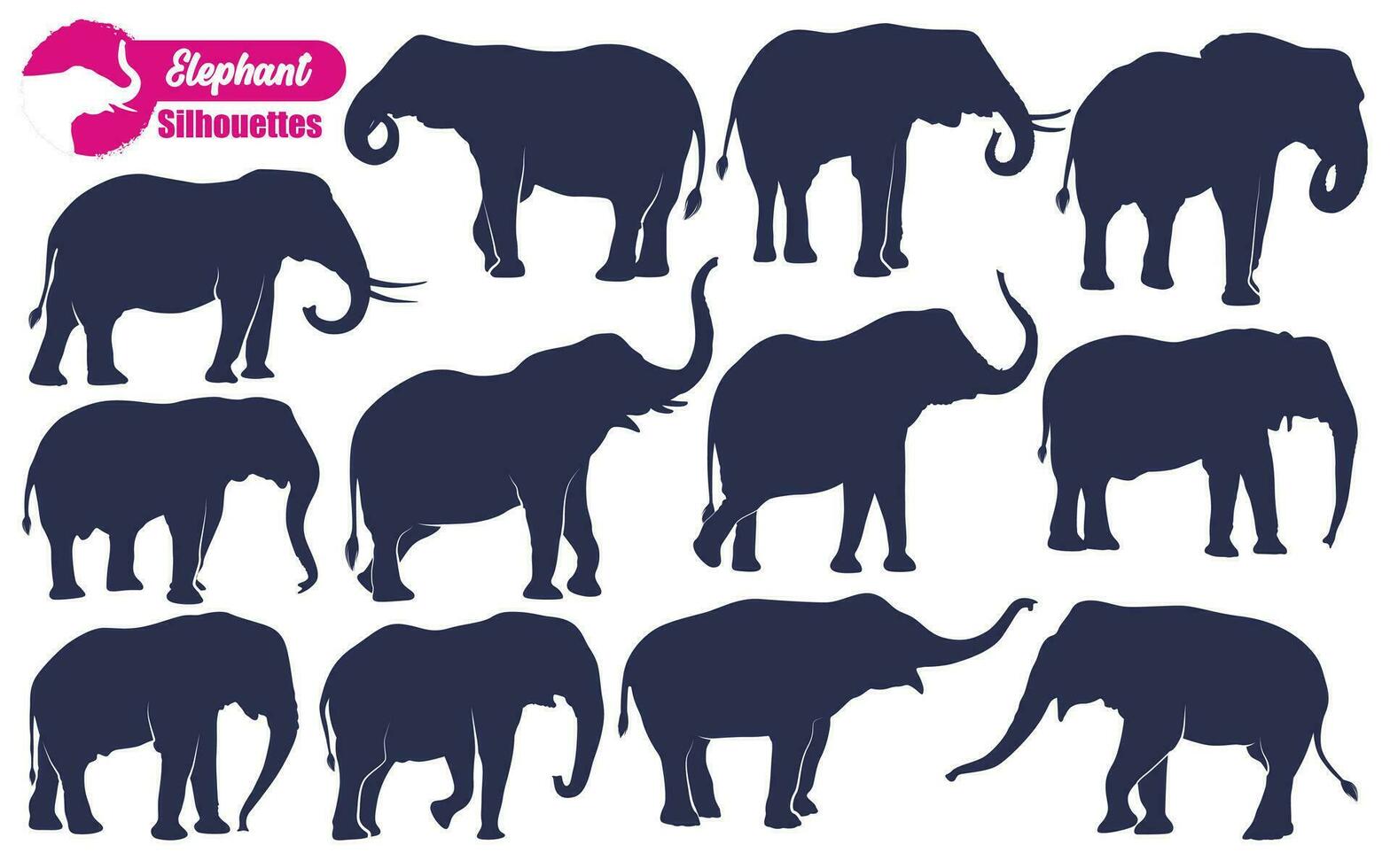 animal elefante silhuetas vetor ilustração