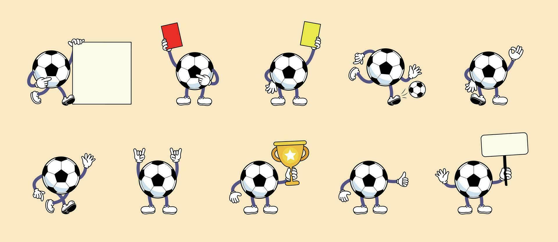 conjunto de personagens de desenho animado sem rosto de bola de futebol vetor