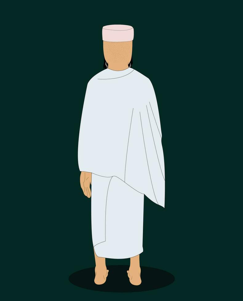 muçulmano homem costas Visão personagem Projeto para desenho animado animação vetor