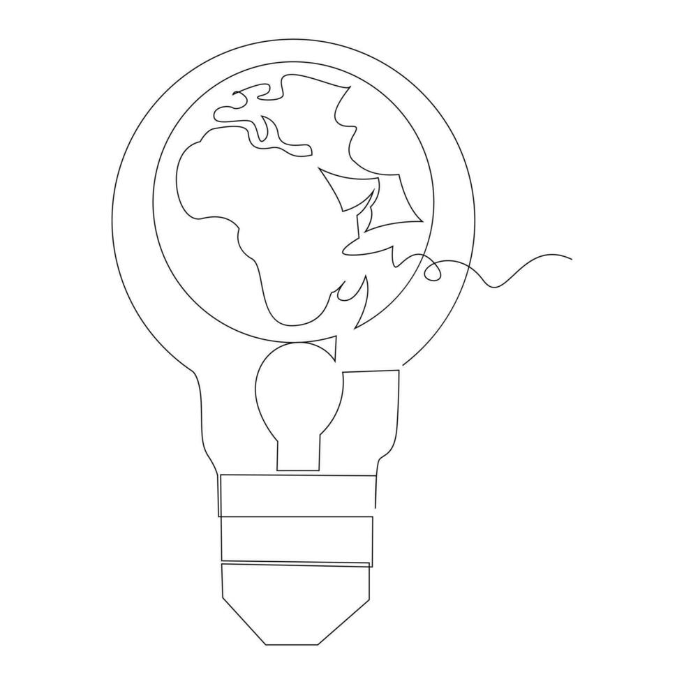 contínuo solteiro linha terra globo mundo mapa esboço vetor arte desenhando e mundo terra hora conceito simples Projeto