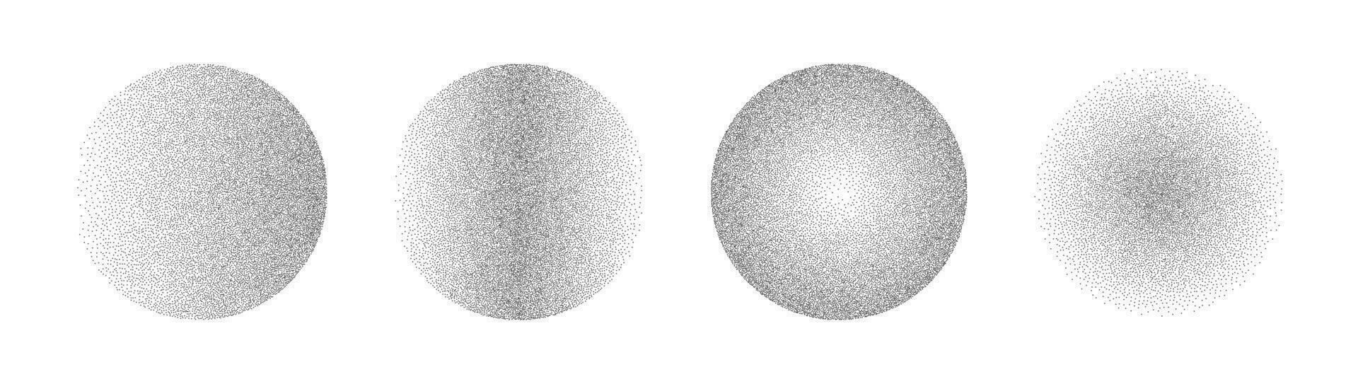 gradiente ruído círculos fez do grãos e pontos. meio-tom volta padronizar elementos com gradação a partir de Sombrio para claro. vetor isolado ilustração em branco fundo.