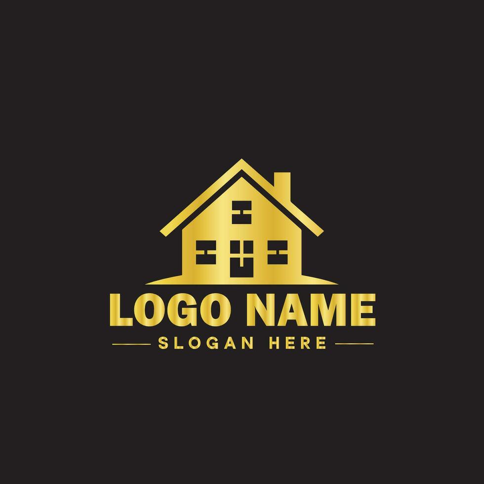 real Estado logotipo propriedade casa casa construção construção logotipo ícone editável vetor