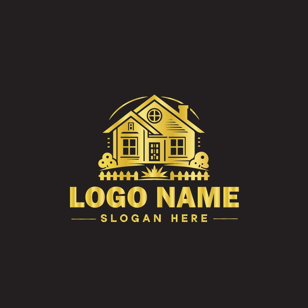 real Estado logotipo propriedade casa casa construção construção logotipo ícone editável vetor