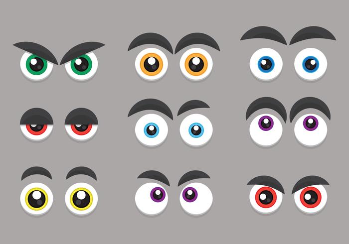 Olhos de desenho animado e conjunto de expressão vetor