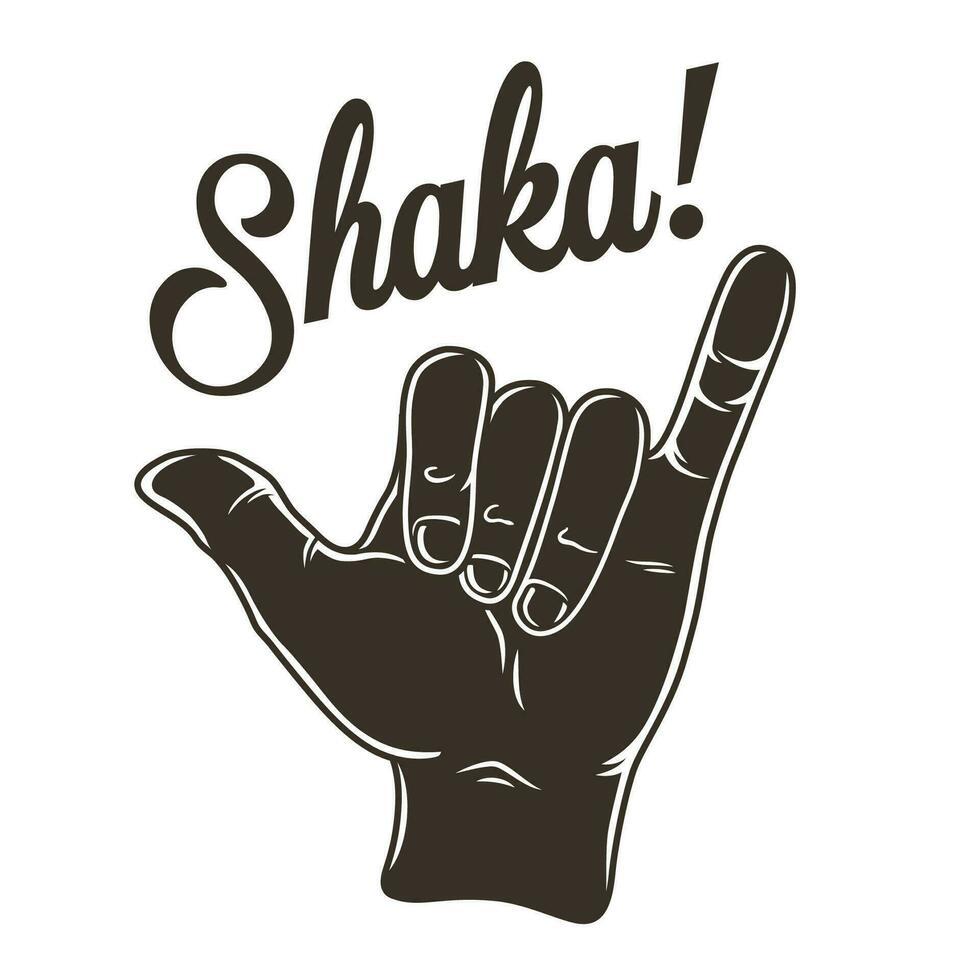 impressão do surfista Havaí gesto shaka ou aloha vetor