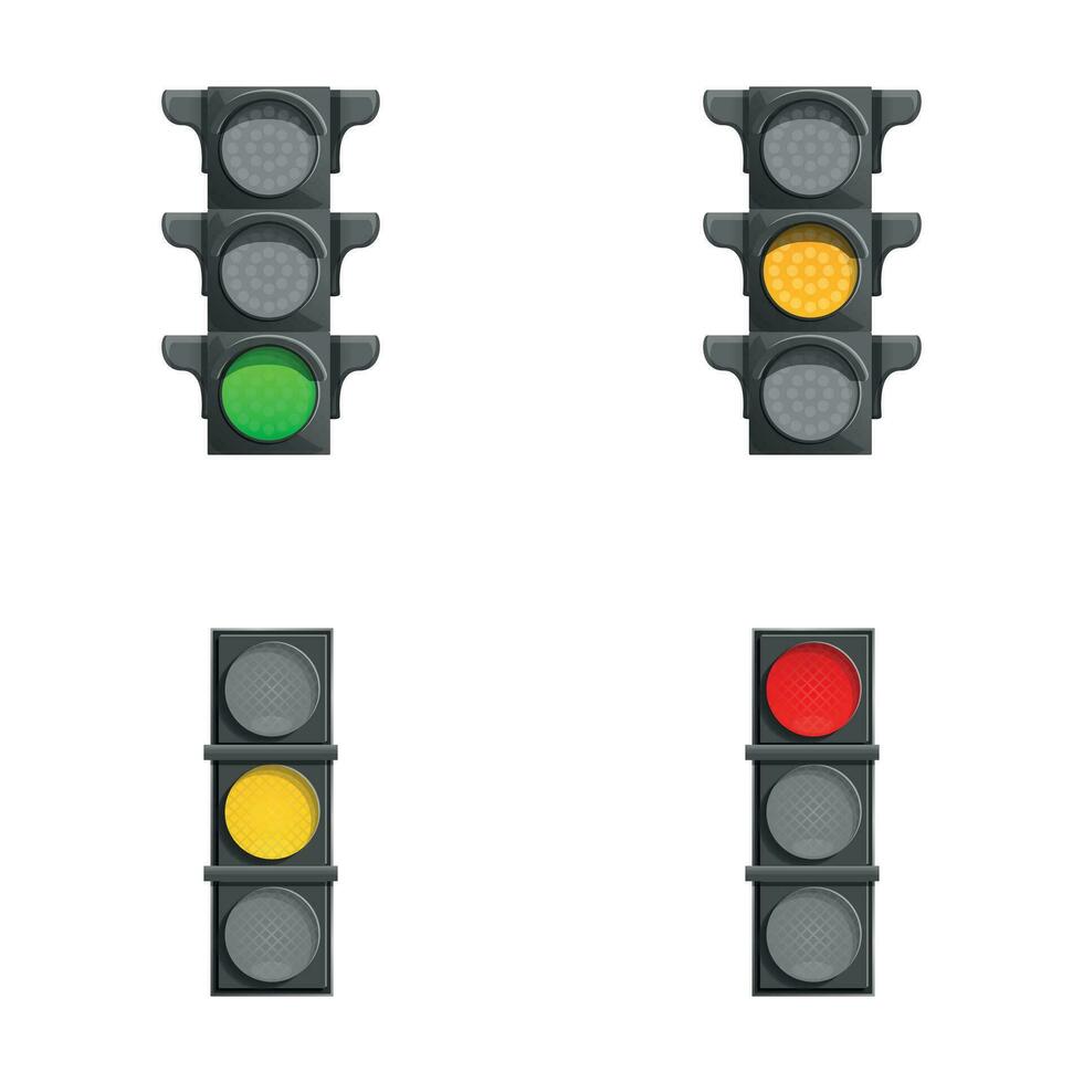 tráfego equipamento ícones conjunto desenho animado vetor. tráfego regulamento vetor