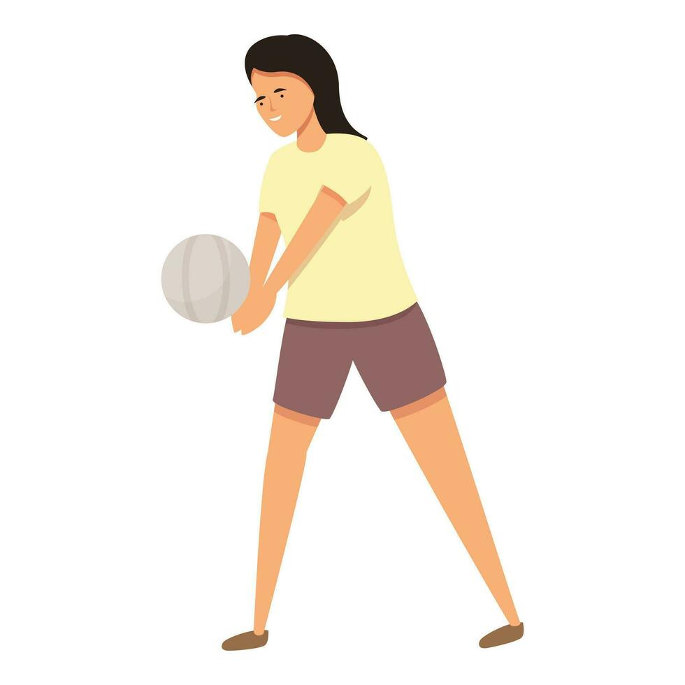 menina escola voleibol ícone desenho animado vetor. aluna Academia feliz jogar vetor