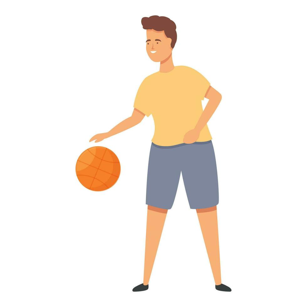 Garoto basquetebol jogar ícone desenho animado vetor. escola Academia jogar vetor