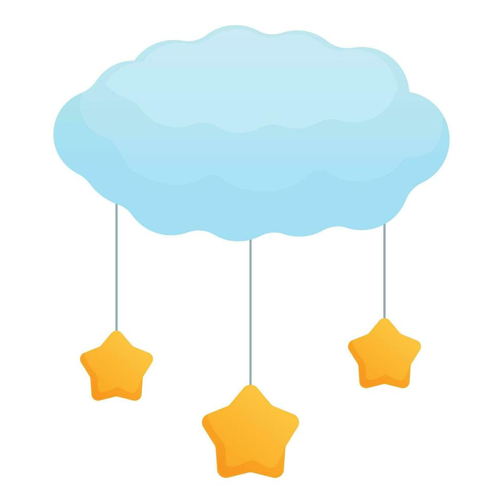 canção de ninar nuvem com fio estrelas ícone desenho animado vetor. celestial céu vetor