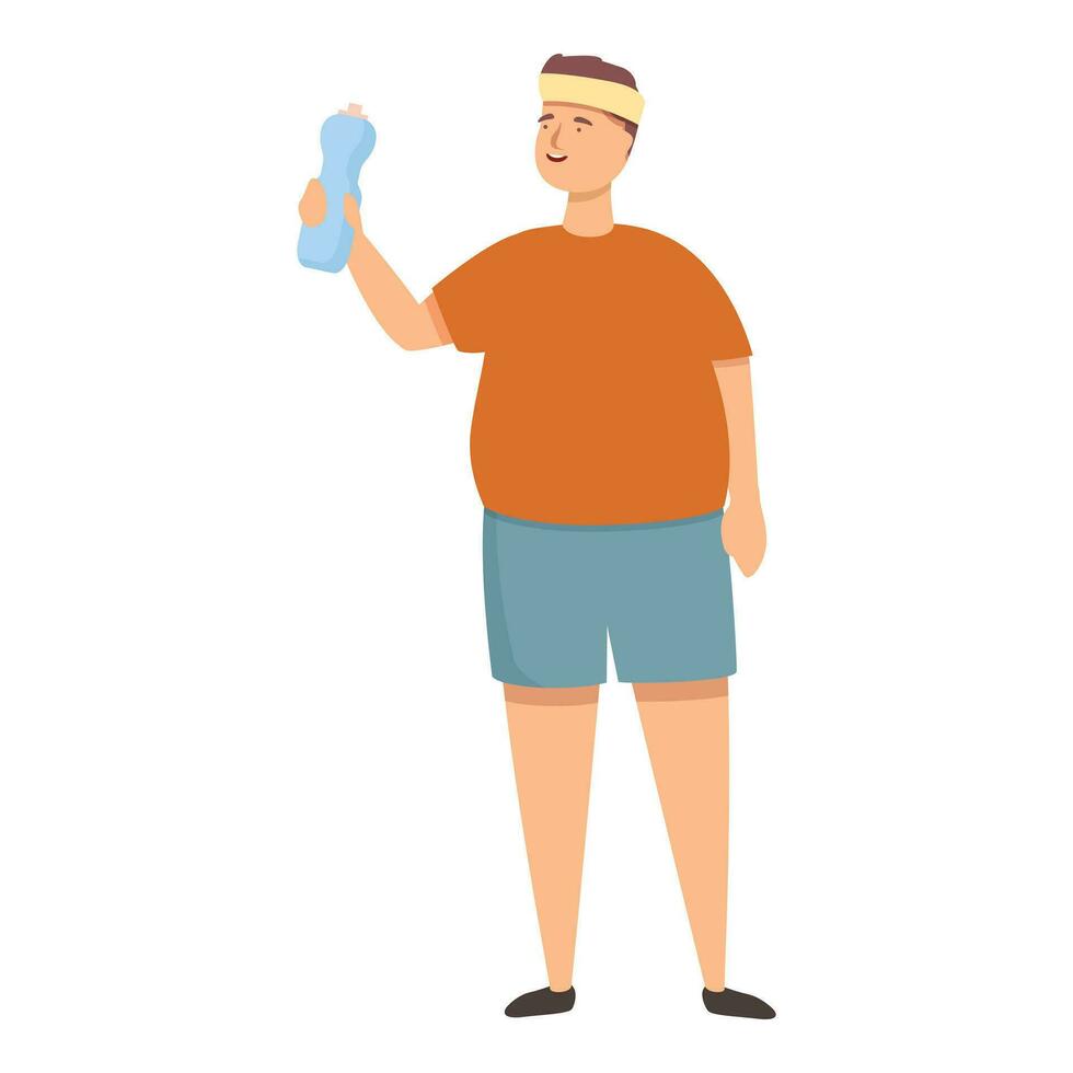 gordo homem água garrafa pausa ícone desenho animado vetor. exercite-se esporte vetor