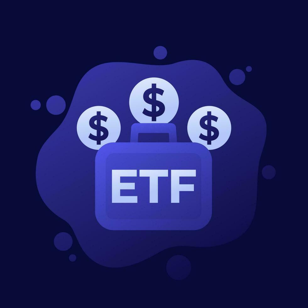 etf portfólio crescimento ícone, troca negociado fundos, vetor Projeto