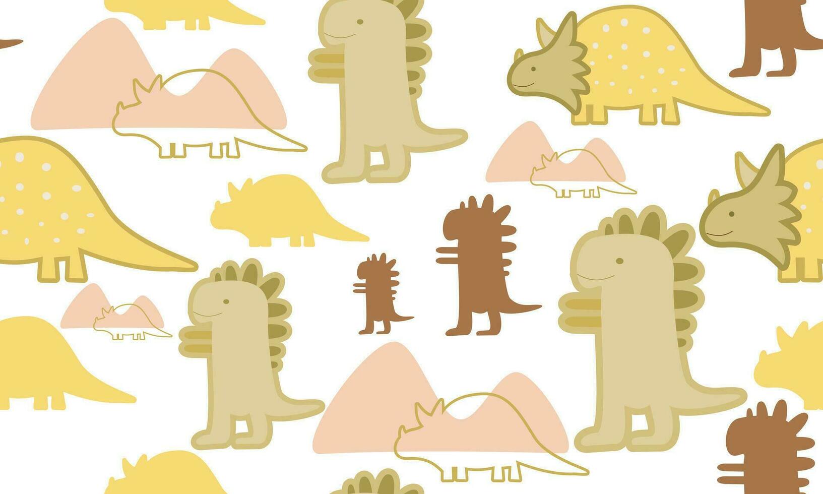 crianças bebê padronizar com fofa dinossauros conceito e na moda infantil tecido fundo, desenho animado dinossauros. vetor