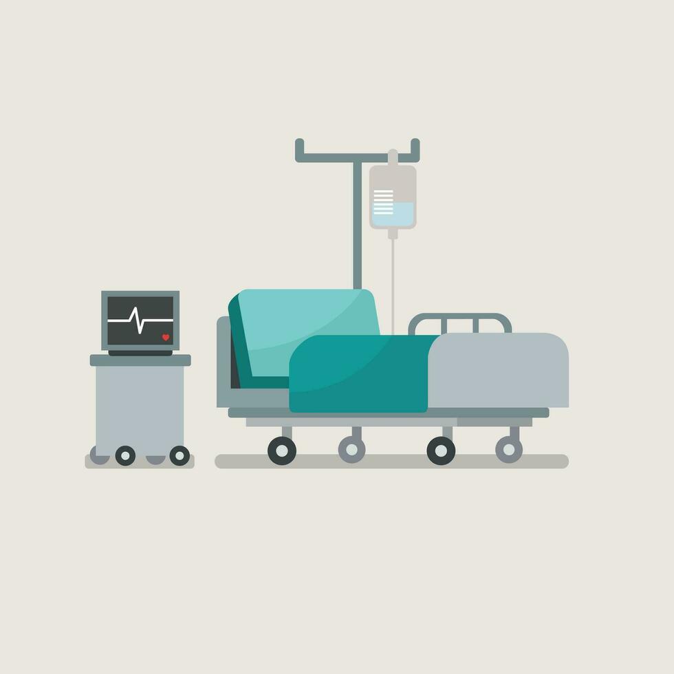 hospital cama com médico equipamentos. vetor