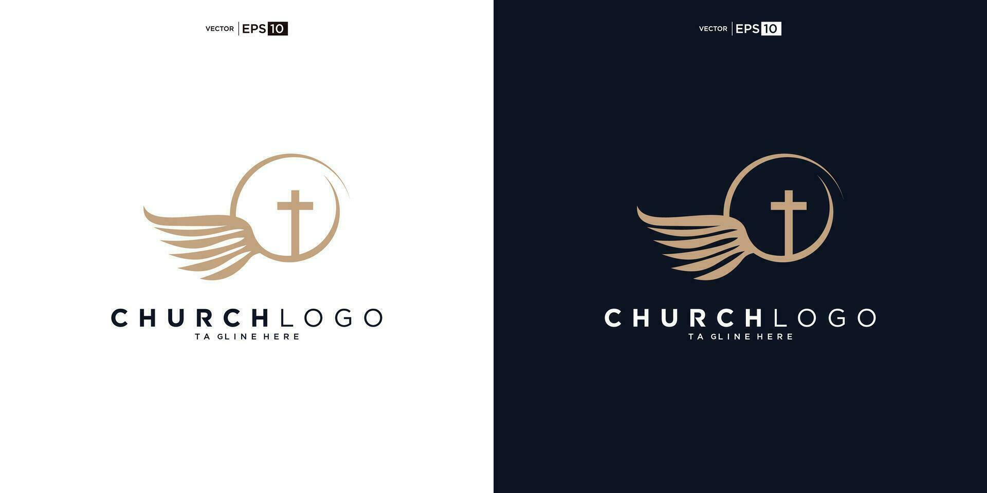 Igreja logotipo. Bíblia, Jesus' Cruz e anjo asas. asas Igreja logotipo Projeto ícone. vetor