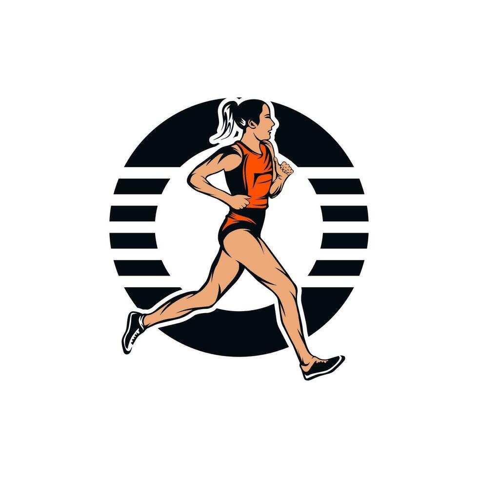 corrida menina silhueta logotipo Projeto vetor