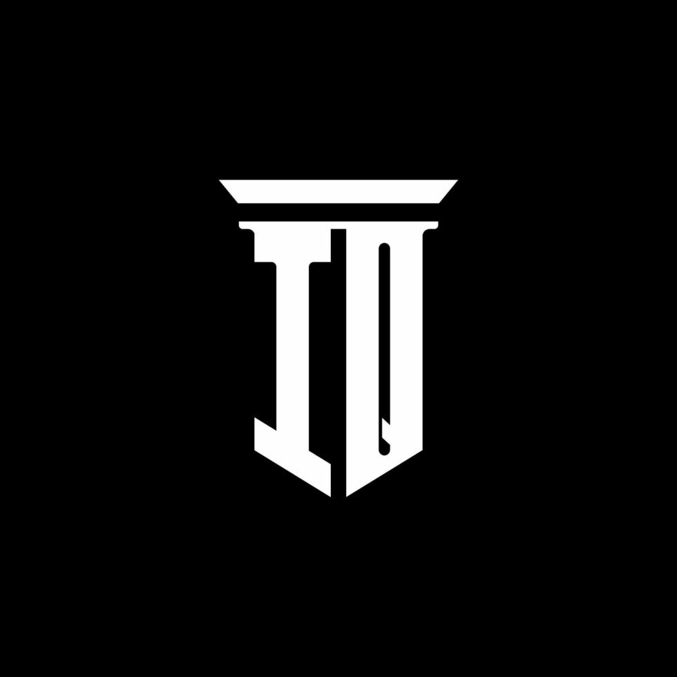 Logotipo do monograma iq com o estilo do emblema isolado em fundo preto vetor