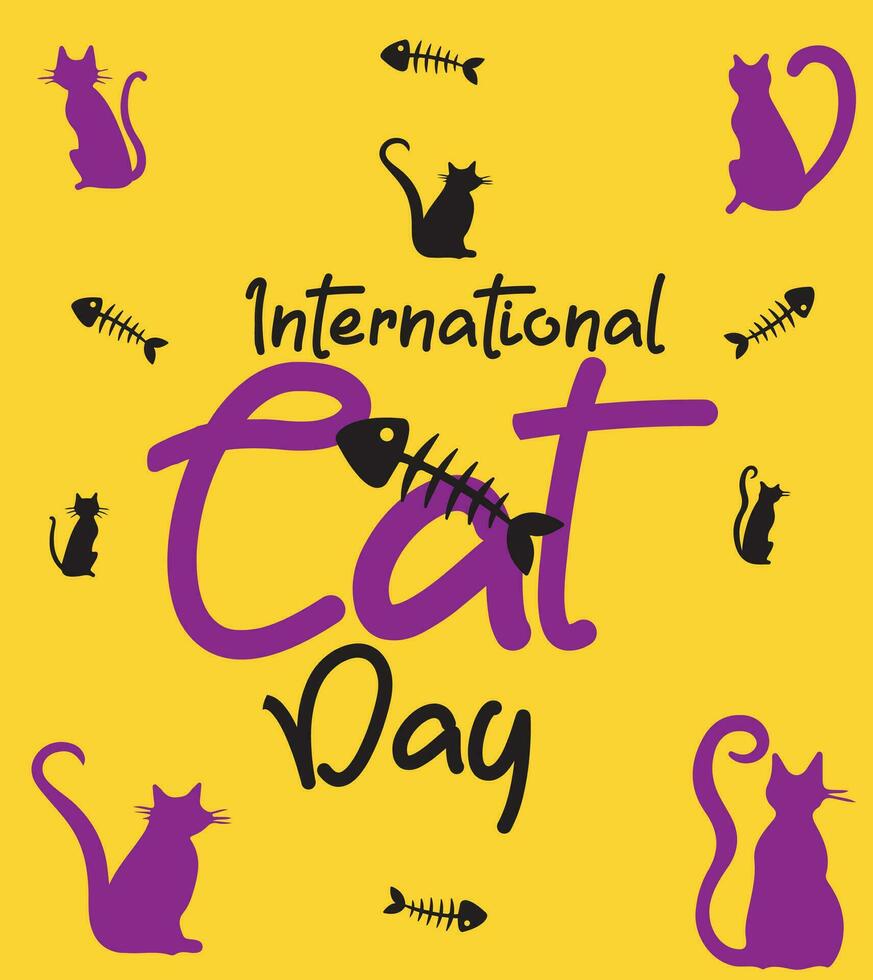 internacional gato dia poster vetor ilustração