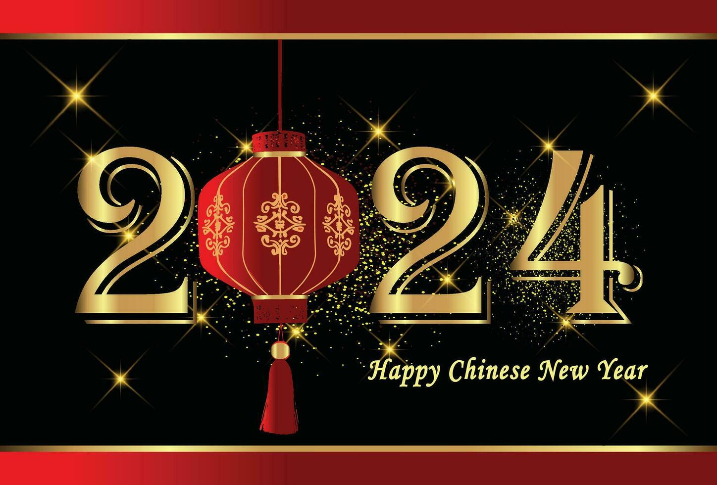 feliz chinês Novo ano 2024, moderno criativo chinês lunar Novo ano, chinês convite vetor