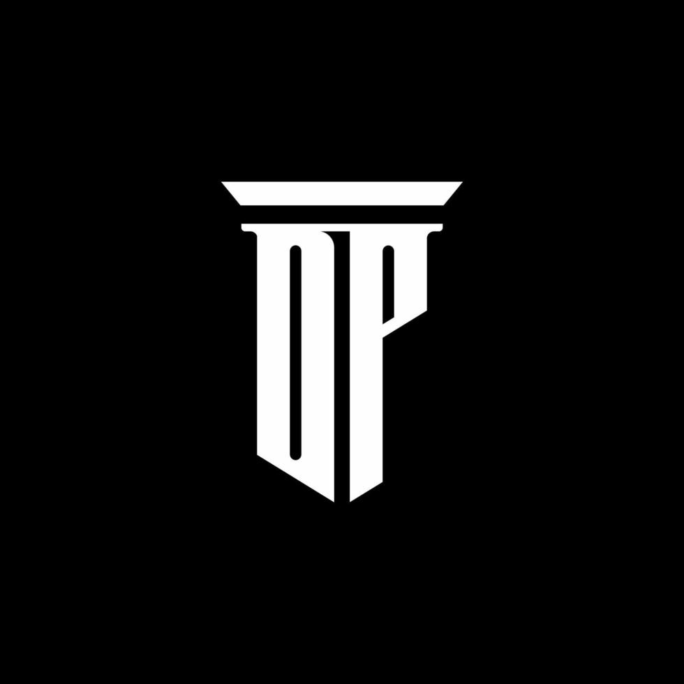 logotipo do monograma dp com o estilo do emblema isolado em fundo preto vetor
