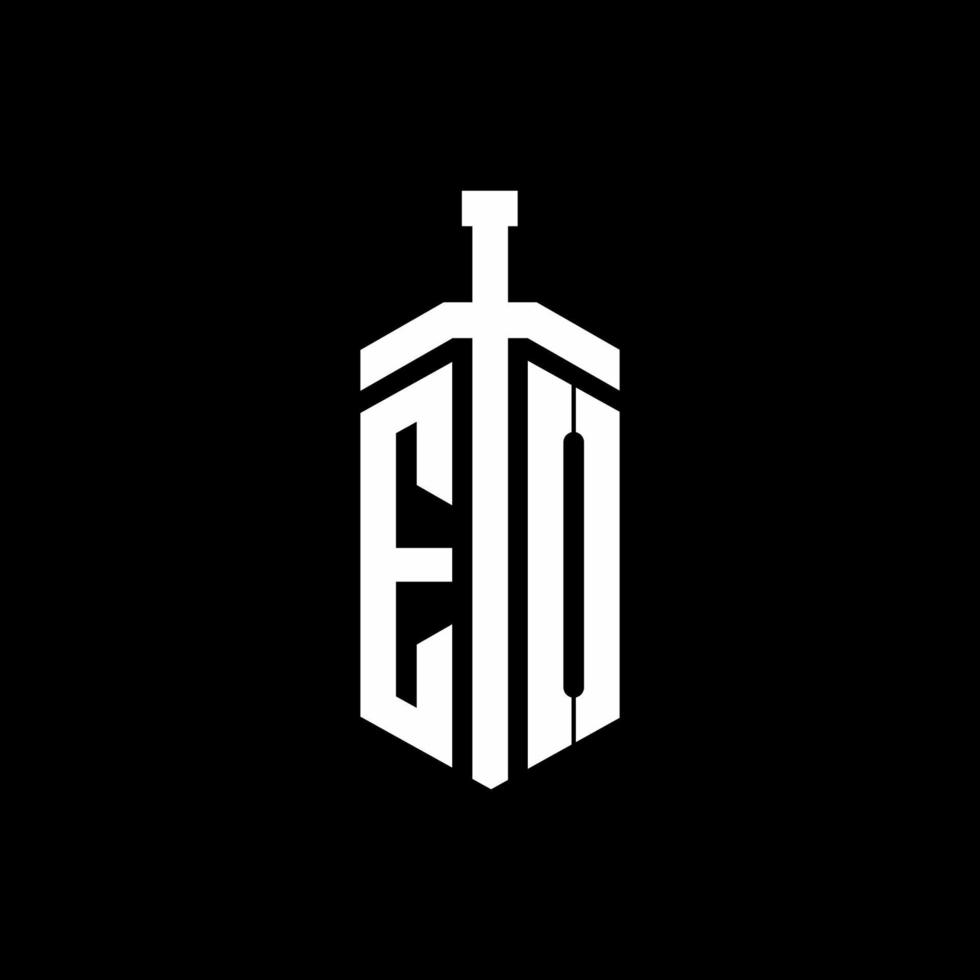 Monograma do logotipo e o modelo de design de fita de elemento espada vetor