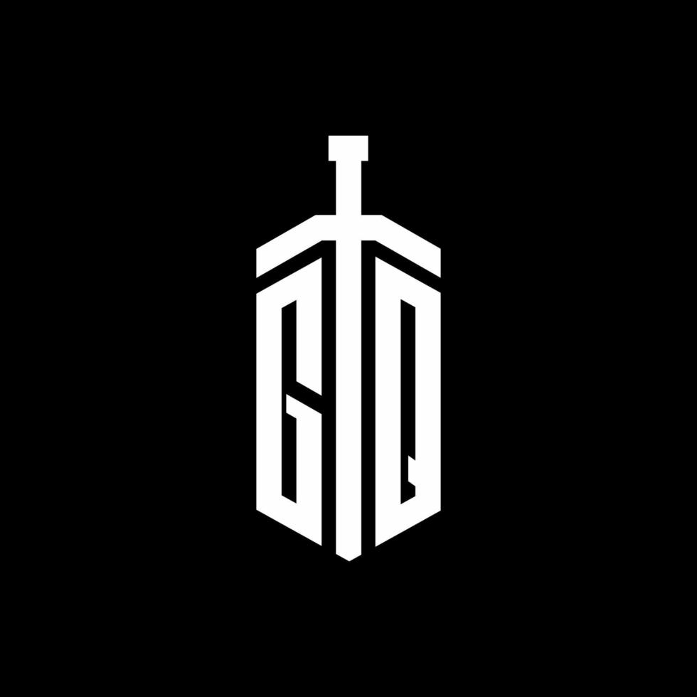 Monograma do logotipo gq com modelo de design de fita de elemento espada vetor
