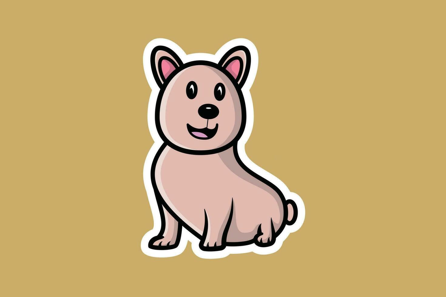 fofa cachorro sentado desenho animado personagem adesivo vetor ilustração. animal natureza ícone conceito. adorável cachorro adesivo estilo vetor Projeto com sombra.