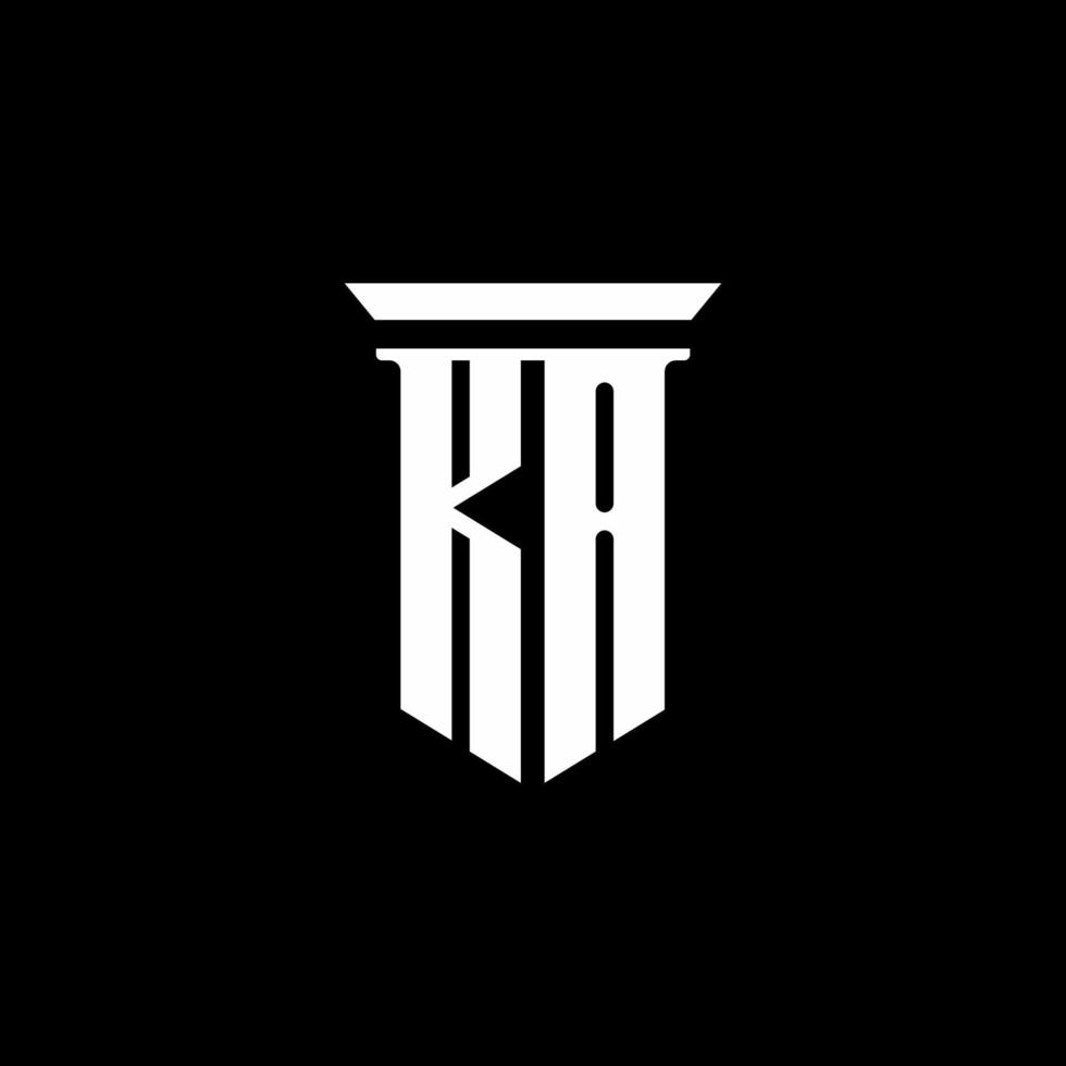 logotipo do monograma ka com estilo de emblema isolado em fundo preto vetor
