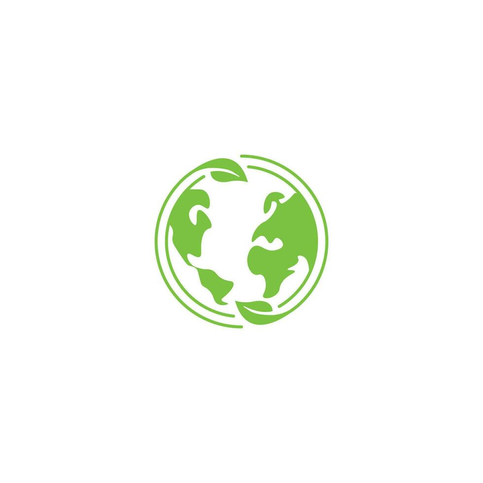 verde terra planeta conceito, globo com folhas. vetor ícone esboço modelo