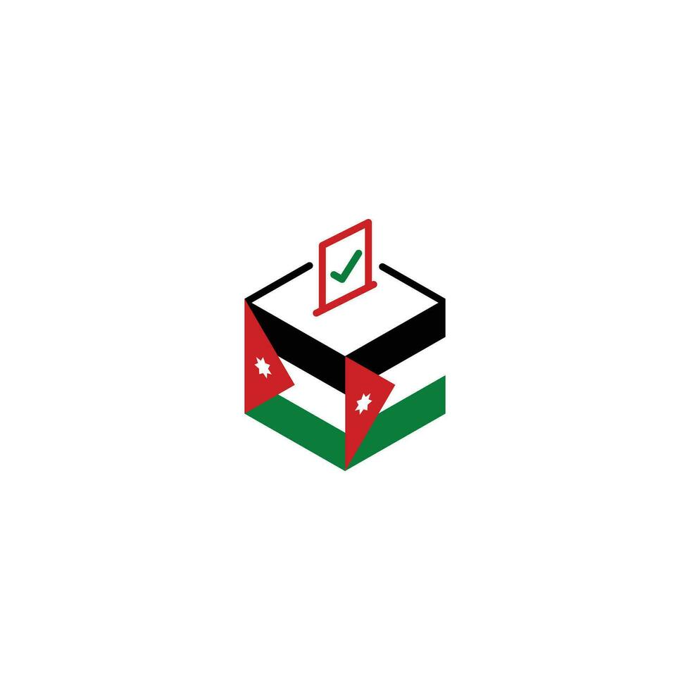 Jordânia eleição conceito, democracia, votação votação caixa com bandeira. vetor ícone ilustração