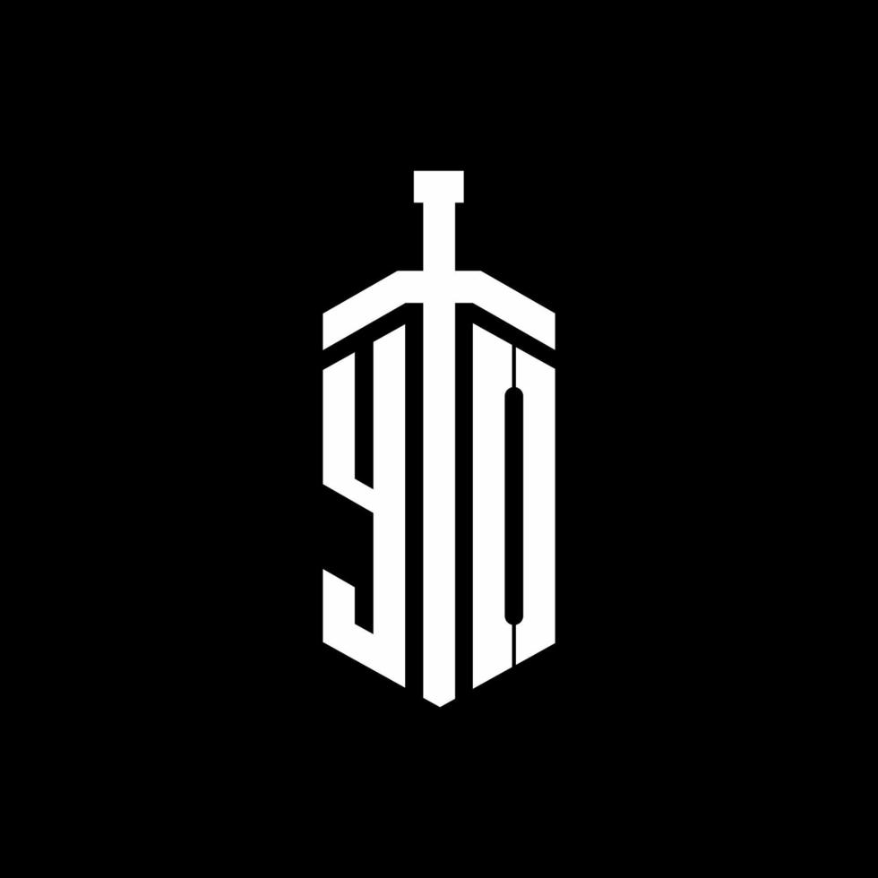 Monograma do logotipo yo com modelo de design de fita de elemento espada vetor