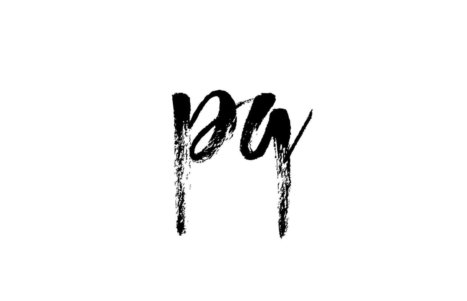pq pq combinação do ícone do logotipo de letra do alfabeto. grunge manuscrito projeto vintage. cor branca preta para negócios e empresa vetor