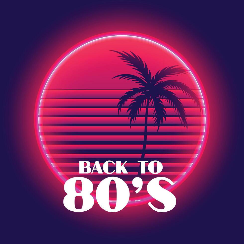 costas para anos 80 retro néon paraíso fundo vetor